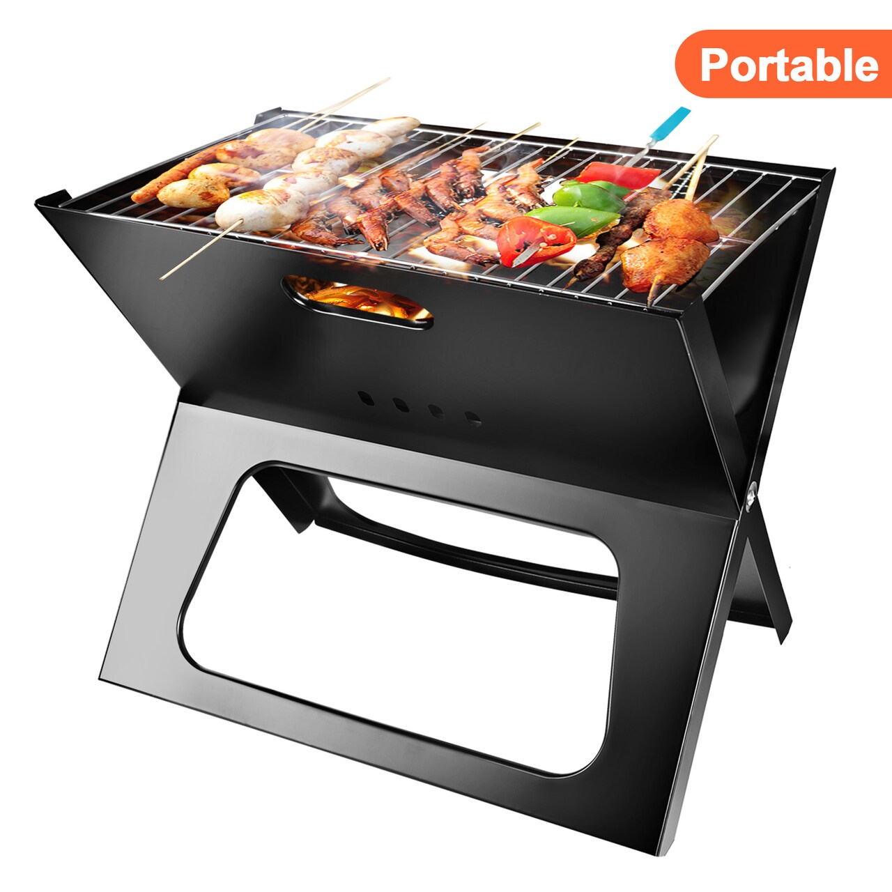 Portable Charcoal Bbq Grill Foldable Lightweight For Camping Garden Outdoor